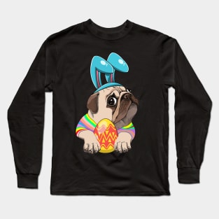 Funny pug egg Easter day dog costume Gift Boys Girls Kids Long Sleeve T-Shirt